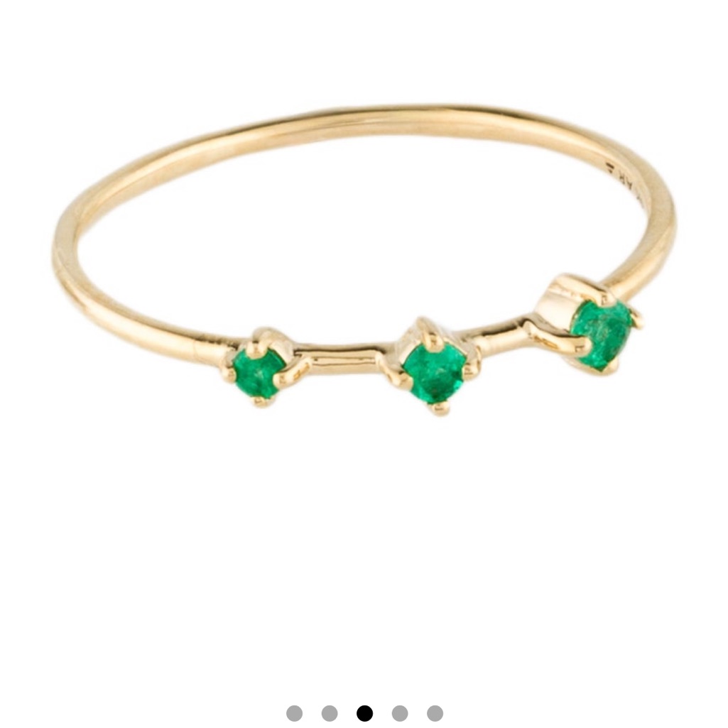New With Box Adina Reyter Emerald Graduated Stacking Ring 14k Yellow Gold Size 5